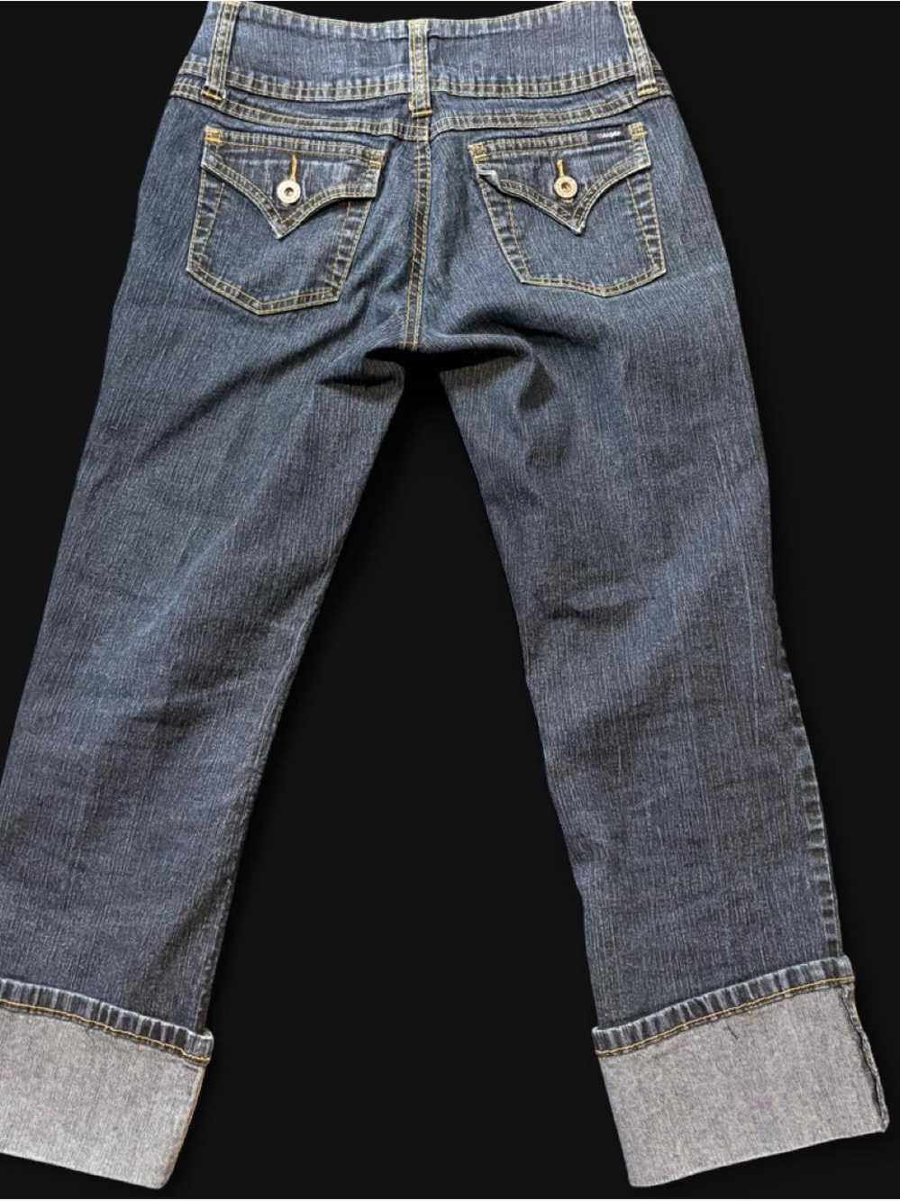 Angels Women's Dark Blue Bootcut Jeans with Cuffed Hem - Picture 2 of 6